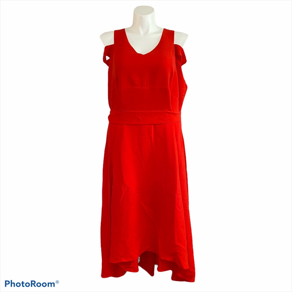 ROAMANS RED SLEEVELESS CUTOUT DRESS - Picture 3 of 9